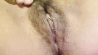 Playing my Hairy cute wet Pussy