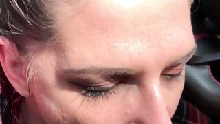 We Snuck off From Work for a Little Bit of Fun in the Car. I Spilled a Little Bit of Cum on His Work Pants, Hope No One Notices