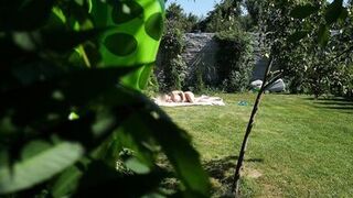 I spy on my stepmother, she is sunbathing naked in the yard - 4 image