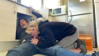BLOWJOB TO THE PLUMBER IN MY KITCHEN - HOT WIFE