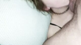 Homemade Amateur Slut in sexy Lingerie Sucking Big Cock with Cum on her Face