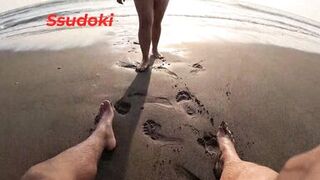 WE FUCKED in front of the BEACH because he dared me to stay NAKED on a NUDIST beach.