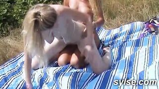 2 amateur MILFS and the virgin in the vineyards