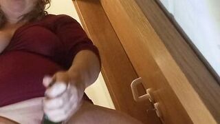 Hot stepmom cums in the toilet