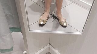 Sexy brunette tries on clothes in fitting room. I'm looking at a hairy mom, hairy pussy, big tits, big ass. - 8 image