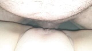 Daddy teases me with his big cock. He fucks me deep and squirts my pussy well.