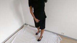 Horny estate agent strips naked for me during a house viewing - exhibitionist wife