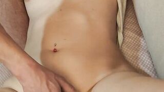 I touch my wife's pussy while I fuck her mouth