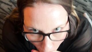 MILF in Glasses POV Blowjobhandjob, Cumshot