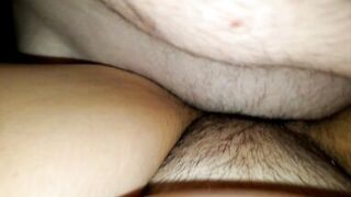 Homemade real couple sex. Husband fucks hairy wife pussy while she queefs and cums all over his cock - 15 image