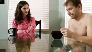 stairing at step moms tits