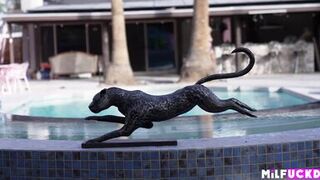 Rich Cougar MILF plays with her new boy toy - 1 image