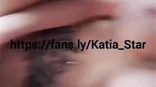 Katia Star skinny fit fake tits bimbo plays with herself and cums on cam