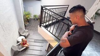 My stepmother is a blonde Colombian MILF who loves big cocks, I fuck her in interracial sex with my BBC, until creampie! David Bander and Karen Sleent