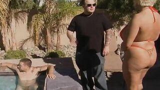 Blond step mom in a threesome.