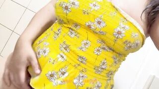 Your Aunt Emma is so horny! First, she sucks her big tits and masturbates her hairy and tight pussy! - Do you want to taste it?