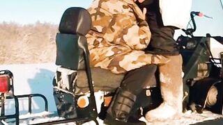 Seduced stepmother in the field in winter