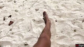 Public Pickup Stepmom and Stepdaughter on Beach - Risky Dick Flashing Cum on Face