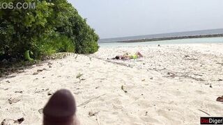 Public Pickup Stepmom and Stepdaughter on Beach - Risky Dick Flashing Cum on Face