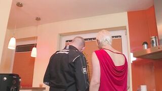 German MILF - Blonde with big boobs fucked in kitchen - 3 image