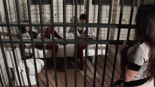 Three brunette lesbos masturbate side by side with toys - 1 image