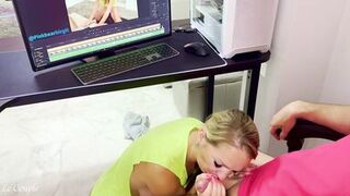 Wife (Pinkbearbirgit) won't let husband to work in home office and starts playing with him - 14 image