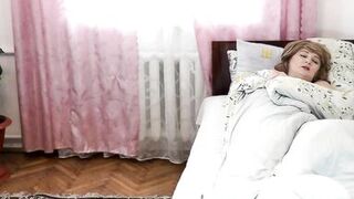 Sexy blonde masturbates wet pussy in bedroom in morning strong orgasm and squirt. Old neighbor entered room. Solo. Pussy masturbation. Girl masturbating. Old inexperienced. Taboo. Family sex. Fingering. Wife - 15 image