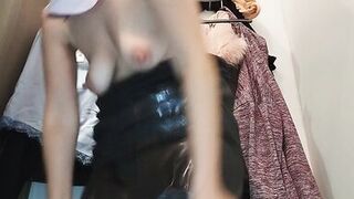 Naughty sexy milf tries on naked clothes. Latina hairy pussy tries on clothes in bed.