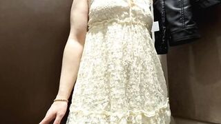 ElsaRixterXXX. Trying on a yellow dress for summer walks without wearing any underwear.