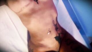 Stepmother masturbates while her stepson secretly watches her.