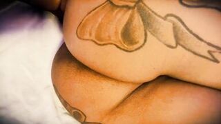 Stepmother masturbates while her stepson secretly watches her.