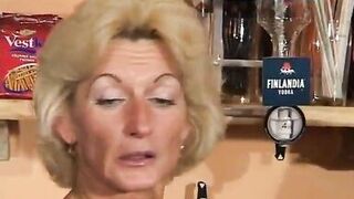 Perfect granny looks for an orgasm at a bar table - 1 image