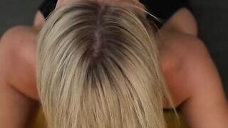 Sexy stepmom does her morning stretch in a tight jumpsuit