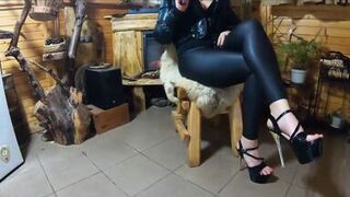 Milfycalla - a Lot of Cum on My Black Down Jacket and Black Leather Leggings 216