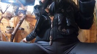 Milfycalla - a Lot of Cum on My Black Down Jacket and Black Leather Leggings 216