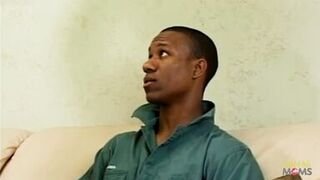 Beautiful MILF blonde with big natural tits has fun doing some interracial fucking.