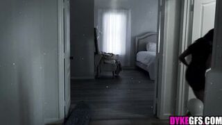 MILF girl on girl sex in haunted mansion