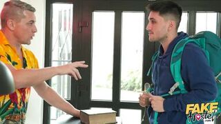 Fake Hostel - He sends his thick juicy MILF Wife in to fuck a student - 1 image