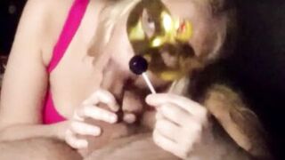 Sexy blonde sucking cock and lollipop