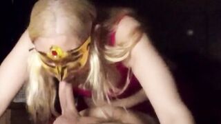 Sexy blonde sucking cock and lollipop