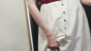 Hairy pussy in department store.