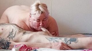 My stepmom caught me jerking off my cock and started sucking it until I came in her mouth