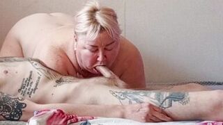 My stepmom caught me jerking off my cock and started sucking it until I came in her mouth