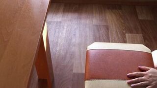 Milf with a juicy ass behind the scenes. The camera watches from the side as the blonde records a video. PAWG. Amateur.