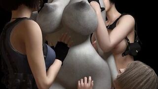 Lesbian Foursome Worshiping Lady Dimitrescu - Resident Evil