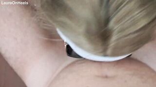 Preview - Blonde MILF dressed in white throatpie with sunglasses POV