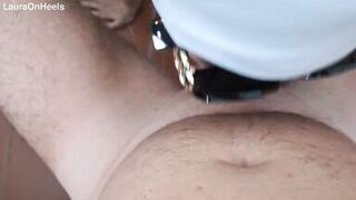 Preview - Blonde MILF dressed in white throatpie with sunglasses POV