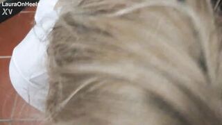 Preview - Blonde MILF dressed in white throatpie with sunglasses POV