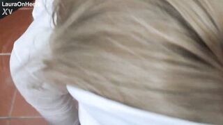 Preview - Blonde MILF dressed in white throatpie with sunglasses POV
