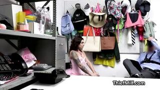 Thief tattooed Latina MILF gets fucked for stealing